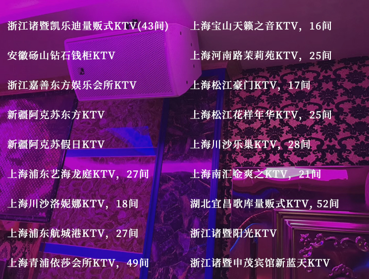 浙江诸暨凯乐迪量贩式KTV(43间)